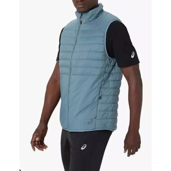 Asics Men Small Performance Insulated Sports running Vest 2.0 Light Teal Warmth - Picture 2 of 15